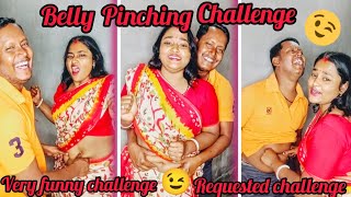 belly pinching challengehusband vs wifevery funny😉comedychallengeviralvideo very hot🔥challenge [upl. by Assille]