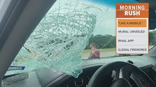 Texas family grateful after tire tread hits car window while on highway [upl. by Asilim]