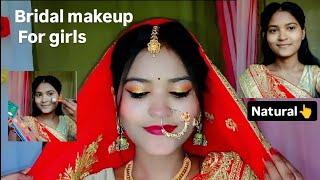 Bride 👰girl simple amp beautiful🥰 Makeup for wedding ⭐✨ Step by step Bridal makeup [upl. by Mencher]