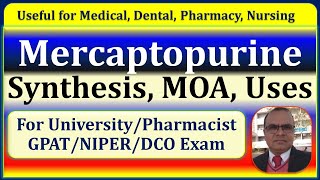 Mercaptopurine Synthesis Antimetabolite  Medicinal Chemistry Sem 5th 6MP MOA Uses [upl. by Landau]