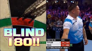 Gerwyn Price Blind 180 Against Phil Taylor  Scores 55 With One Dart [upl. by Santos]