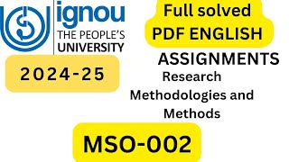 MSO002 SOLVED ASSIGNMENT 202425 [upl. by Ahsinna]