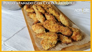 POLLO APANADO con COCO y AJONJOLÍ  SIN freír y SIN Harinas  TIRITAS Pollo crocantes y deliciosas [upl. by Ahseenyt]