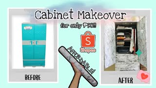 AFFORDABLE PLASTIC CABINET MAKEOVER USING ₱90 WALLPAPER ONLY PHILIPPINES [upl. by Nnahgiel]