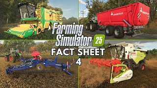 Farming Simulator 25 Fact Sheets Week 4  Oxbo Annaburger Claas amp Dalbo [upl. by Bertha]