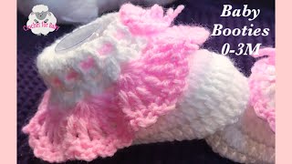 Easy crochet cuffed baby booties for beginners  Newborn 03 month 36M by Crochet for Baby 186 [upl. by Linson]