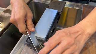 Sharpening Demo for Suehiro New Cerax 10003000 Whetstone CR3800 [upl. by Neelram451]