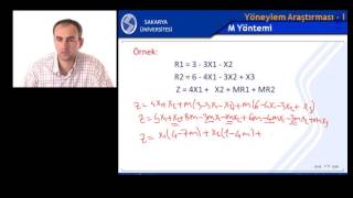 Yöneylem Araştırması 1 Hafta 5 Bölüm 1 SimpleksBüyük M Tekniği [upl. by Jerrol]