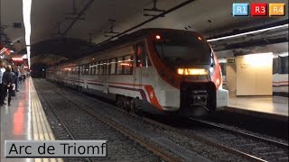 Rodalies Barcelona  Arc de Triomf R1  R3  R4  R12  Renfe 447  Civia [upl. by Nonez]