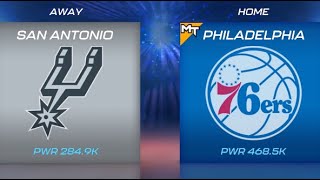 San Antonio Spurs vs Philadelphia 76ers  Garnet Tourneys Round 2 Game 2  NBA 2K Mobile [upl. by Honebein]