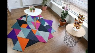 MODULAR TANGRAM DIY RUG made of CARPET TILES [upl. by Airbmac]