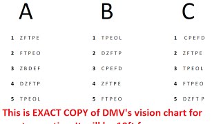 DMV Vision Test for Class C Vehicles [upl. by Avad]