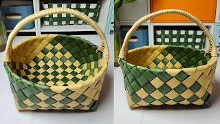 How to craft rattan basket with handle diy diybasket handmade [upl. by Adivad]