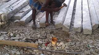 Stone Workers in action making pillars kallu kaal [upl. by Ynned]