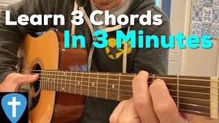 Learn First 3 Chords on Guitar in 3 Minutes  Beginner Lesson  Matt McCoy [upl. by Llehsem933]