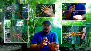 How to setup a tarp using only 5 simple camping knots  Tarp setup for beginners [upl. by Neely]