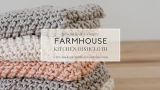 How To Knit A Farmhouse Kitchen Dishcloth  Knit Dishcloth For Beginners [upl. by Ihsir]