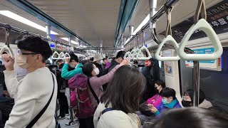 Riding the Taipei Metro MRT during Rush Hour from Ximen to Taipei City Hall [upl. by Armat672]