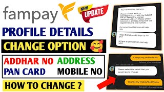 How to Change Fampay Profile Details  Fampay main Aadhar Mobile no Address Pan card Details Change [upl. by Soma]