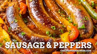 Sausage and Peppers Recipe  Chili Pepper Madness [upl. by Erdnassak]