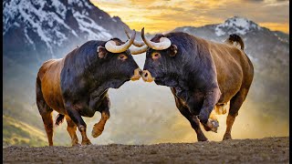 Intense Bull Fighting  Very Dangerous Fighting bull deadly fight fighting animalsvideo bulls [upl. by Notsew135]