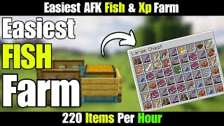 ✅Minecraft Easiest AFK Fish Farm For 121  220 Items Per Hour [upl. by Brewer686]