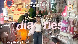 DAY IN MY LIFE 🎀 content creator A student grwm for school my routines makeup skincare VLOG [upl. by Ayrb]