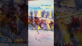 Autumn watercolor Painting [upl. by Dorene659]