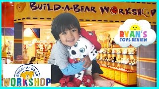 Ryan ToysReviews First Build A Bear Workshop with Paw Patrol Chase and Marshall [upl. by Aznerol]