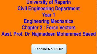 Engineering Mechanics Chapter 2 Force Vectors 2 of 2 [upl. by Aerdnak]