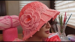 Crochet Hat  Part 2 Camellia Rose Cloche Hat [upl. by Stevens413]