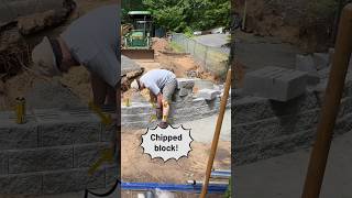 Part 5 How to build a retaining wall hardscape landscape equipment [upl. by Aicemed]