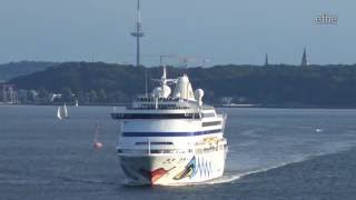 AIDAaura in der Kieler Förde im Abendlicht  Sailaway Kiel 29062016  4K [upl. by Adalia874]