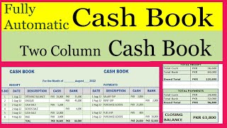 Cash Book in Excel Hindi Double Column Cash Book  learning Center [upl. by Inatsed]