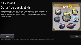 Fallout 76 Claim Your Free Survival Kit Now  Vault 33 Backpack Review [upl. by Ahsha53]