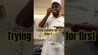 Trying oysters for first time 🤯 chef reaction oyester tasting shorts viralvideo [upl. by Roxana787]