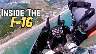 F 16 Fighter Jet Cockpit Footage over the shoulder view Mytrle Beach Airshow [upl. by Guise]