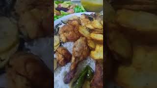 Dal Chawla with chicken roast and fried vegetables food dalchawal cooking shortsvideo [upl. by Eirrab79]