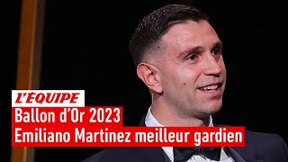 Ballon dOr 2023  Emiliano Martinez Aston Villa remporte le Trophée Yachine du meilleur gardien [upl. by Bor748]