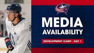 Fantilli Belluz Peddle amp Brindley on Day 1 of Blue Jackets Dev Camp  Media Availability 7223 [upl. by Notnroht]