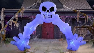 Giant 14Ft Inflatable Illuminated Skeleton Archway  Home Depot [upl. by Ruthe]