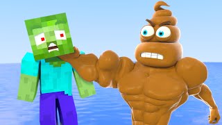 Minecraft  Mega Muscle Turd VS ZomBo  Minecraft Animation [upl. by Haimerej]