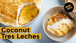 Coconut Tres Leches Cake Recipe Cheat Your Way to It Using Boxed Mix  Pepperph [upl. by Sorvats]