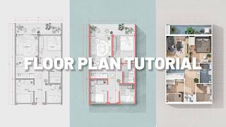 How to create a floor plan in 3 different styles [upl. by Enelhtac712]