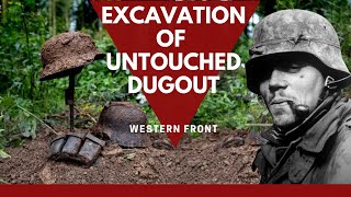 EXCAVATION OF UNTOUCHED GERMAN DUGOUT I WW2 METAL DETECTING I BATTLE OF THE BULGE [upl. by Leivad327]