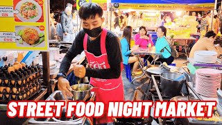 Evening STREET FOOD Cooking at the Night Market  Amazing THAILAND [upl. by Lambard]