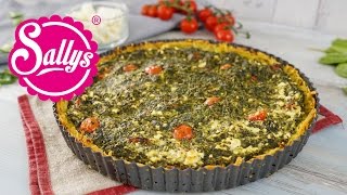 SpinatFetaQuiche mit Röstiboden  herzhafter Kartoffelkuchen  Sallys Welt [upl. by Haduhey]