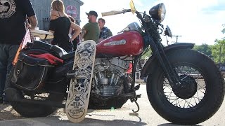 Cycle Source Magazine Ride In Bike Show Broken Spoke Saloon Laconia 2016  Deadbeatcustomscom [upl. by Dickenson]