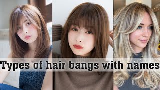 Types of hair bangs with nameshair bangsTHE TRENDY GIRL [upl. by Edia]