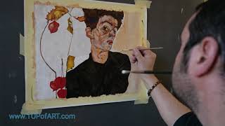 SelfPortrait with Physalis  Egon Schiele  Art Reproduction Oil Painting [upl. by Berna345]